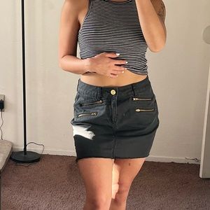Black denim jean skirt